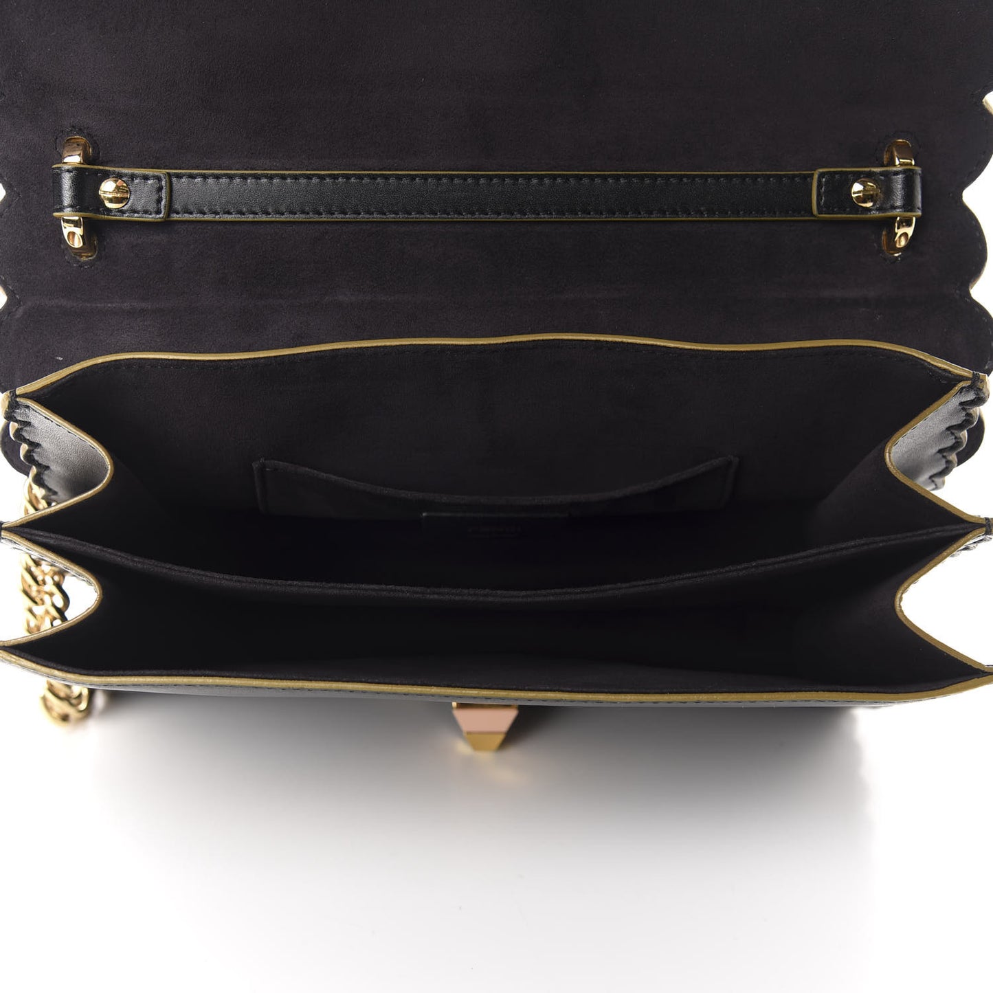 Vitello Liberty Scalloped Studded Kan I Shoulder Bag Black