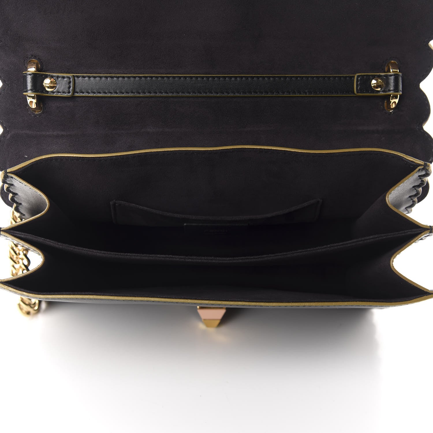 Fendi Vitello Liberty Scalloped Studded Kan I Shoulder Bag Black 5 of 10