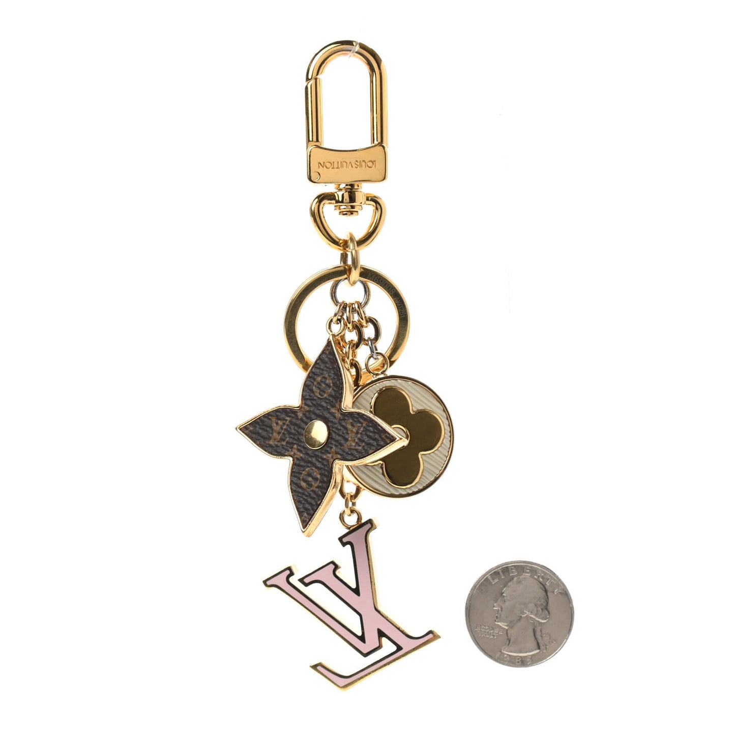 Metal Monogram Epi Spring Street Bag Charm Key Holder Gold