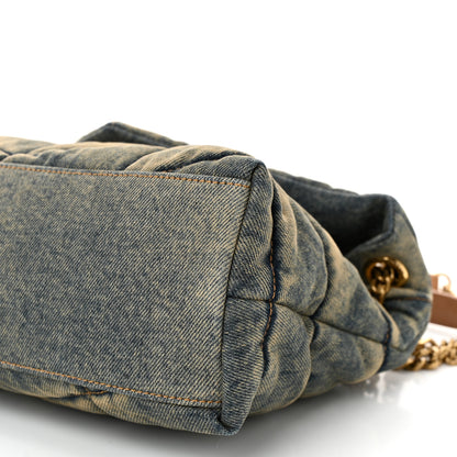 Saint Laurent Denim Quilted Small Loulou Puffer Monogram Chain Satchel Rodeo Blue Cinnamon 10 of 10