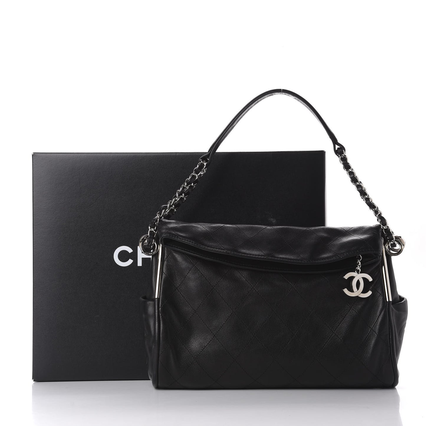 Lambskin Stitched Medium Ultimate Soft Tote Black