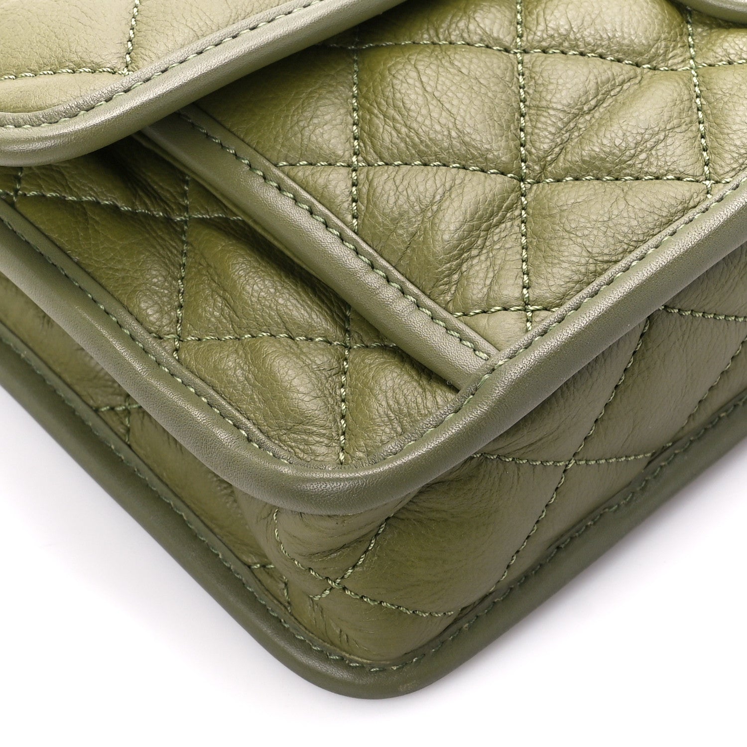 Chanel Calfskin Quilted Medium Casual Riviera Flap Green 10 of 11