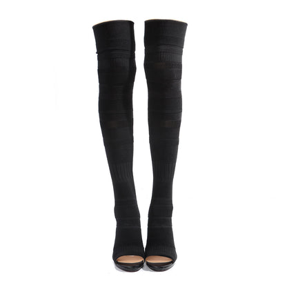 Christian Louboutin Maille Tricot Nappa Cheminetta 120 Tall Sock Boots 40 Black 2 of 6