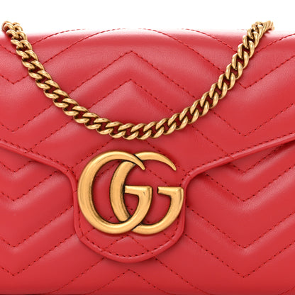 Gucci Calfskin Matelasse GG Marmont Chain Wallet Hibiscus Red 8 of 12