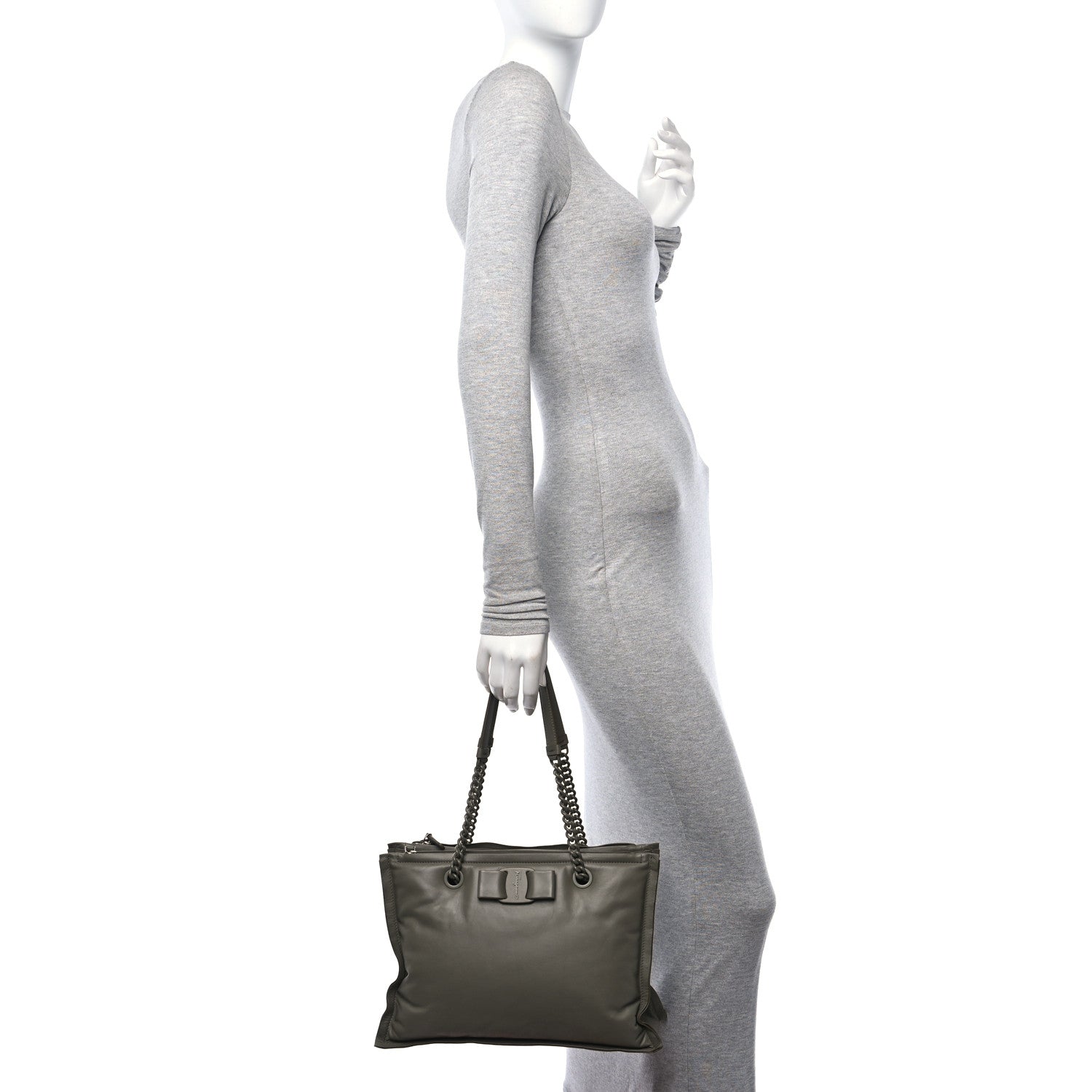 Salvatore Ferragamo Calfskin Viva Bow Tote Green 2 of 14