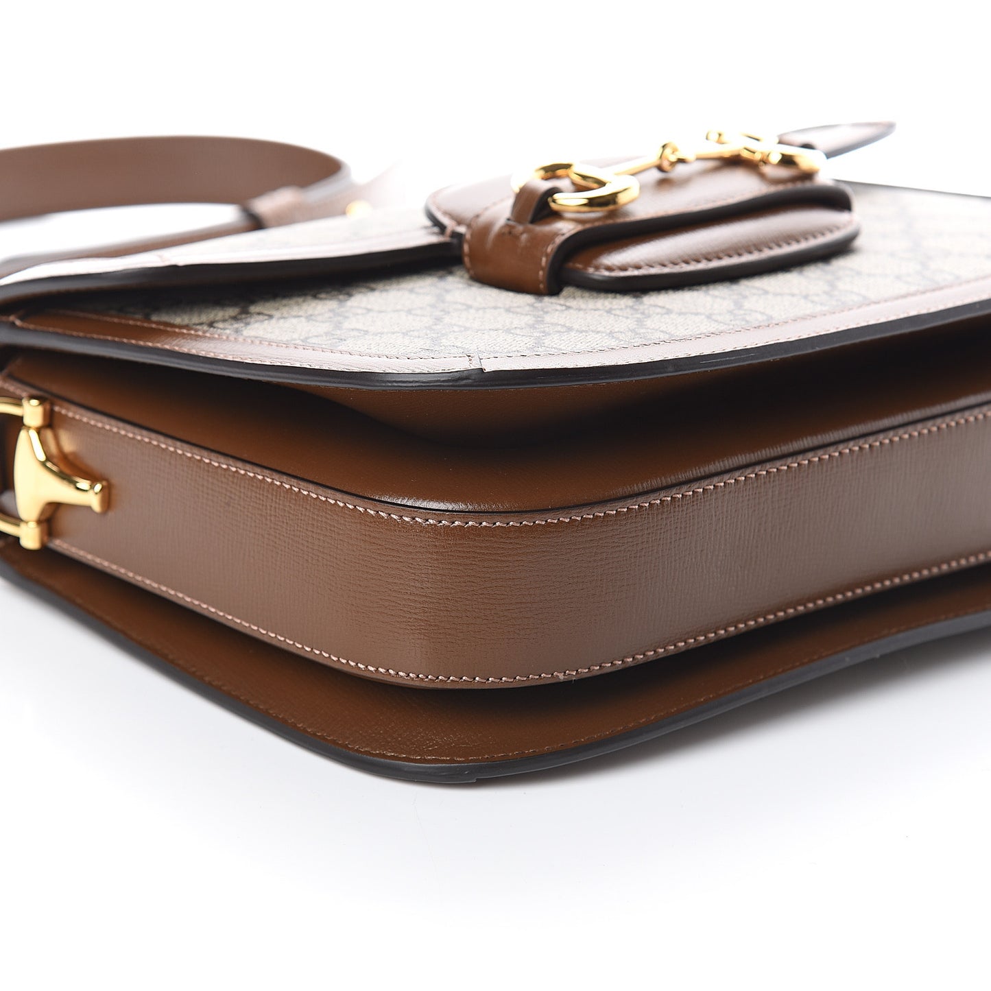 GG Supreme Monogram Horsebit 1955 Shoulder Bag Beige Brown Sugar