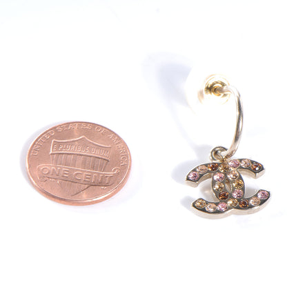 Chanel Crystal CC Hoop Earrings Gold 2 of 4