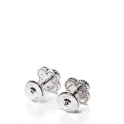 Van Cleef & Arpels 18K White Gold Mother of Pearl Sweet Alhambra Earrings 3 of 6