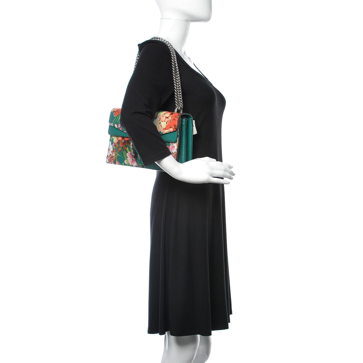 Calfskin Blooms Print Small Dionysus Shoulder Bag Bright Emerald Multicolor