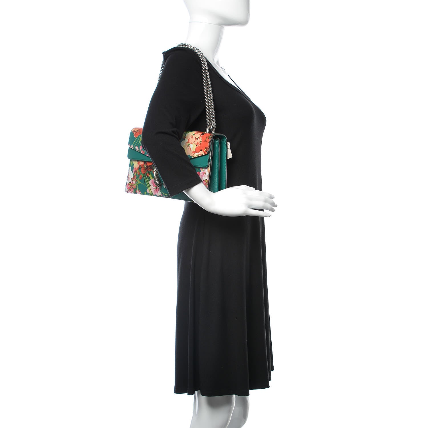 Gucci Calfskin Blooms Print Small Dionysus Shoulder Bag Bright Emerald Multicolor 2 of 9