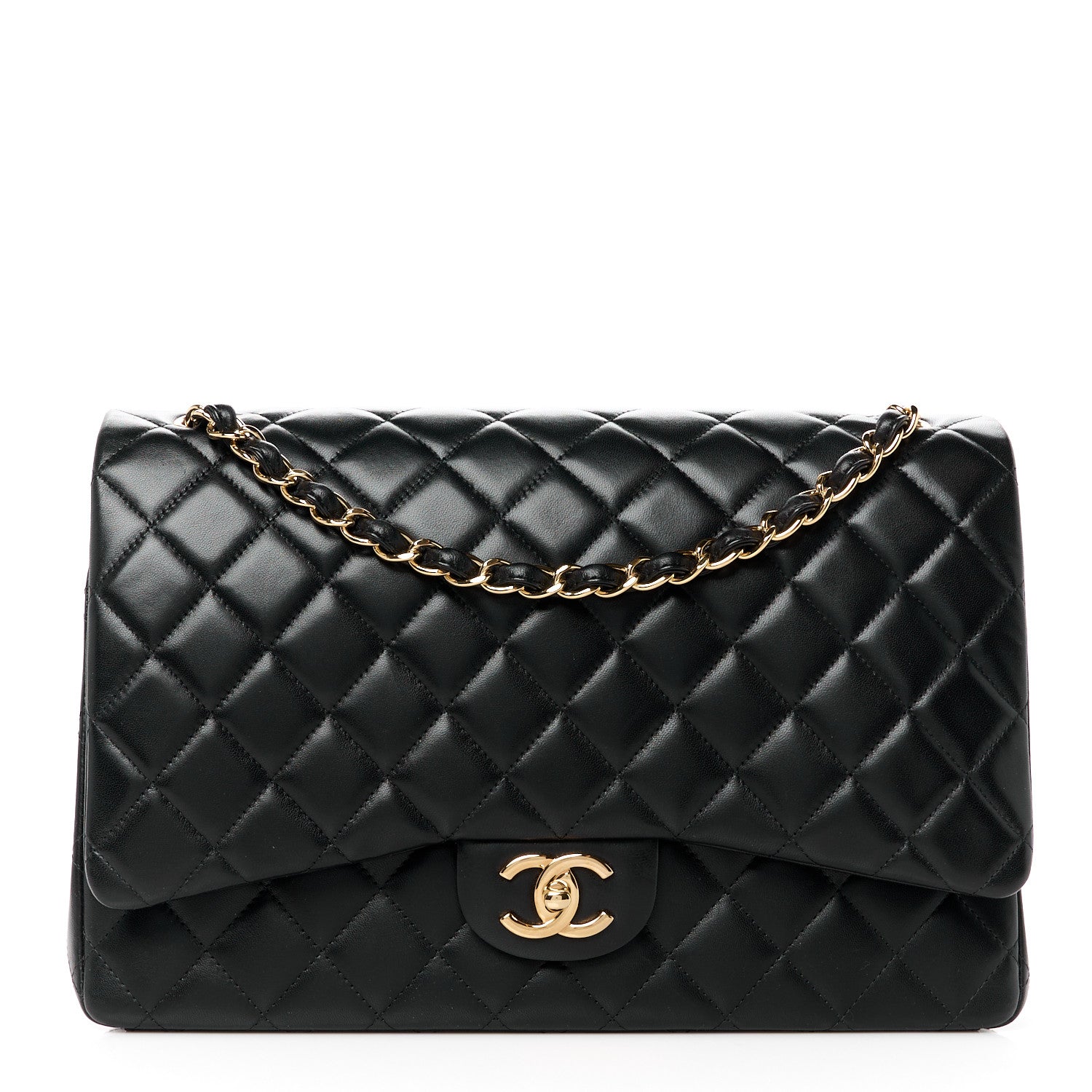 Chanel Lambskin Quilted Jumbo Double Flap Black 1 of 11