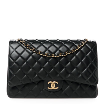 Chanel Lambskin Quilted Jumbo Double Flap Black 1 of 11