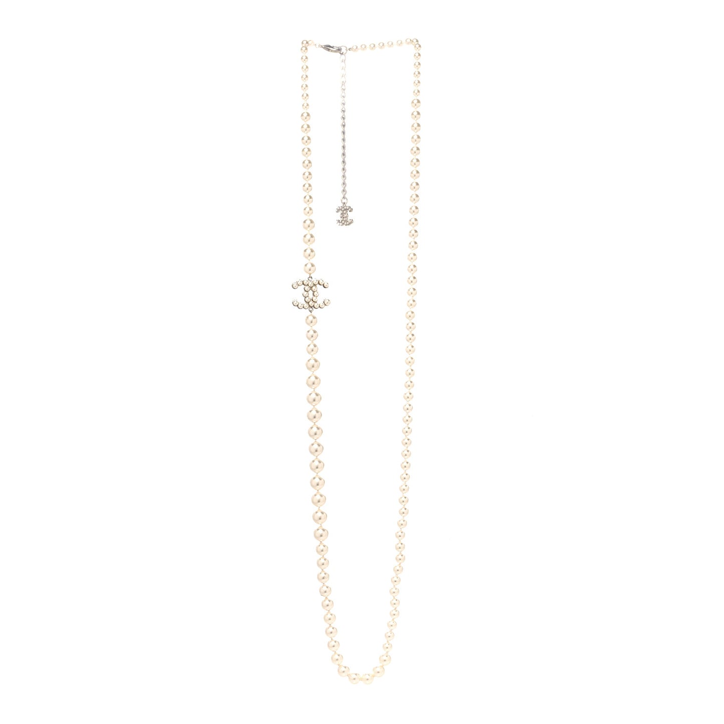 Pearl CC Long Necklace Gold