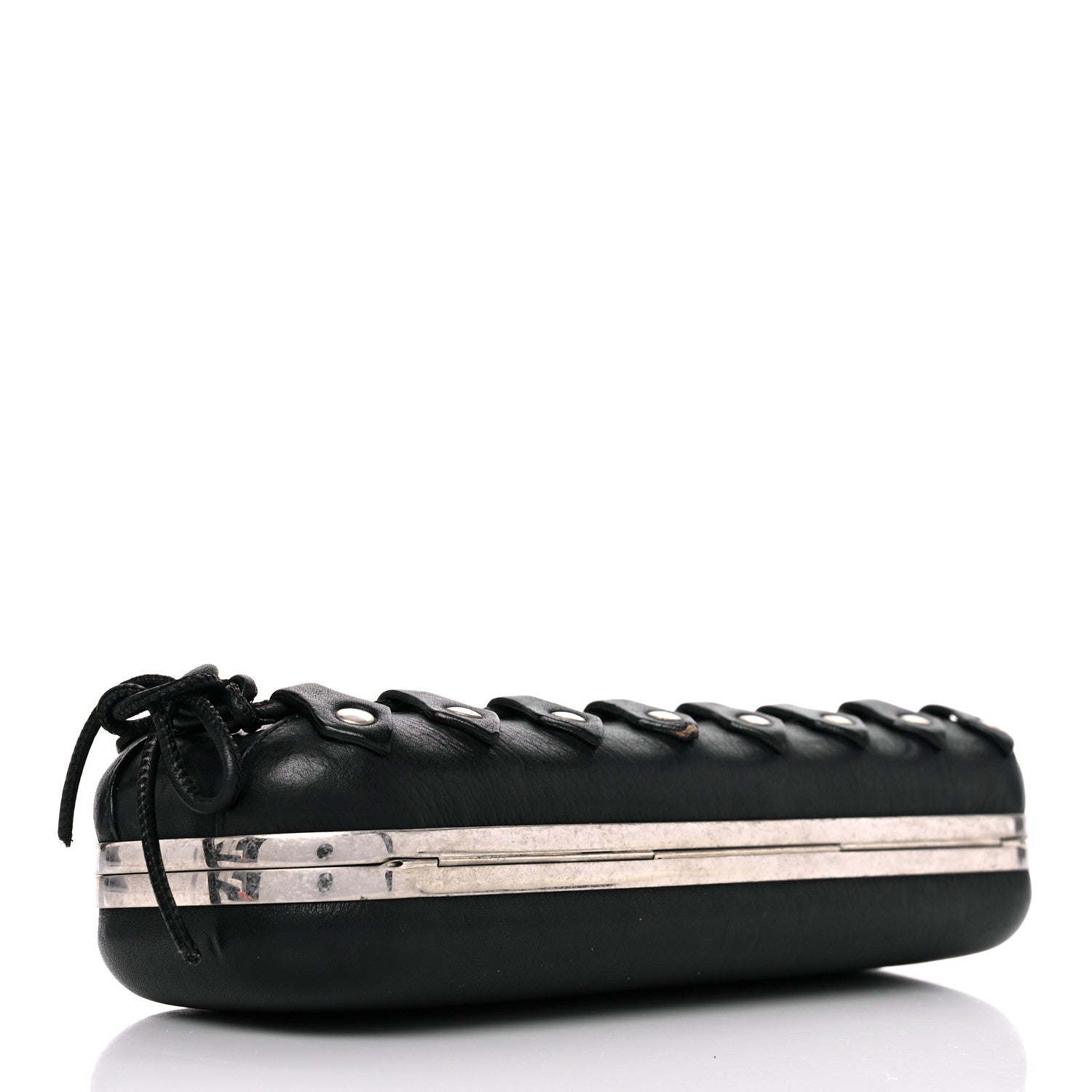 Alexander McQueen Lambskin Lace-Up Knucklebox Clutch Black 5 of 19