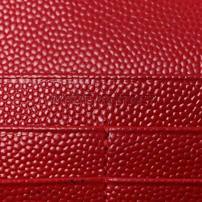 Saint Laurent Grain De Poudre Matelasse Chevron Monogram Chain Wallet Red 7 of 15