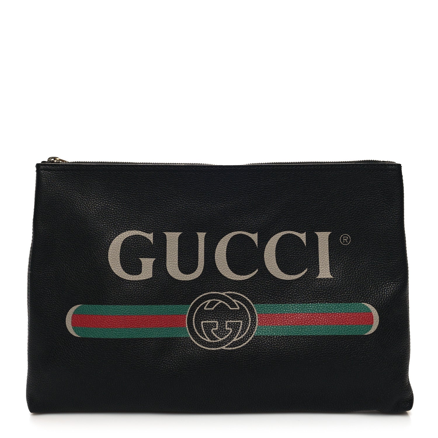Gucci Pebbled Calfskin Large Logo Portfolio Clutch Black 1 of 10