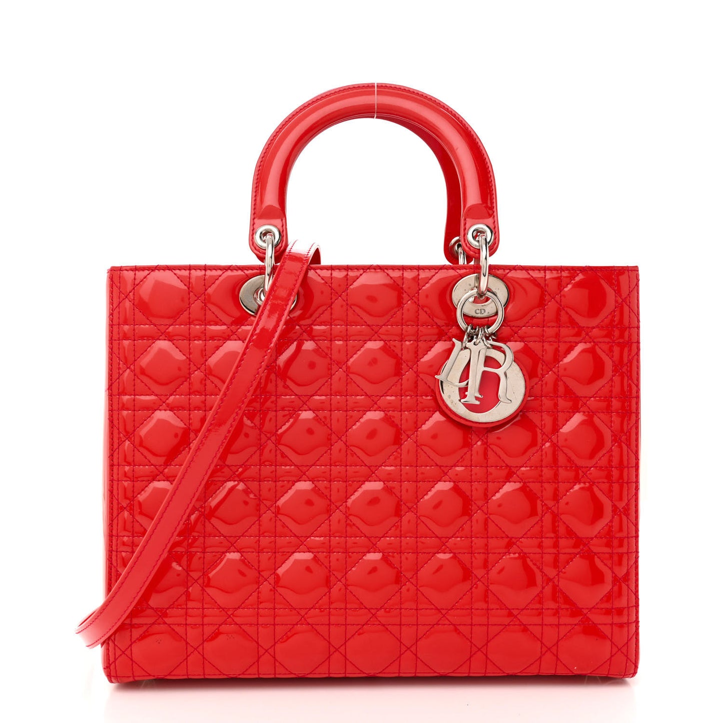 Patent Cannage Large Lady Dior Fuchsia