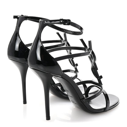 Saint Laurent Patent Cassandra 100 Ankle Strap Sandals 35.5 Black 5 of 9