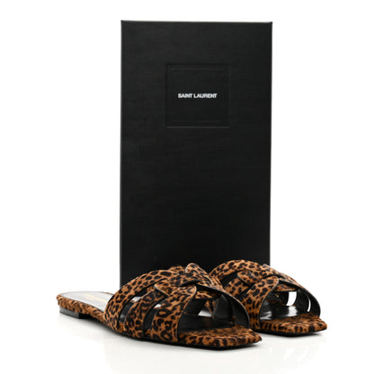 Saint Laurent Calf Hair Leopard Print Tribute 05 Slide Sandals 41 Manto Natural 10 of 10