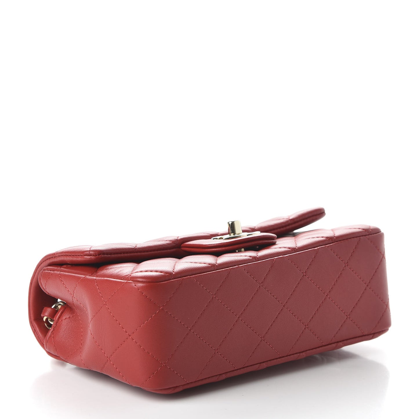 Lambskin Quilted Mini Rectangular Flap Red