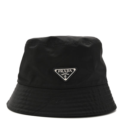Prada Re-Nylon Metal Triangle Logo Womens Bucket Hat M Black 1 of 8