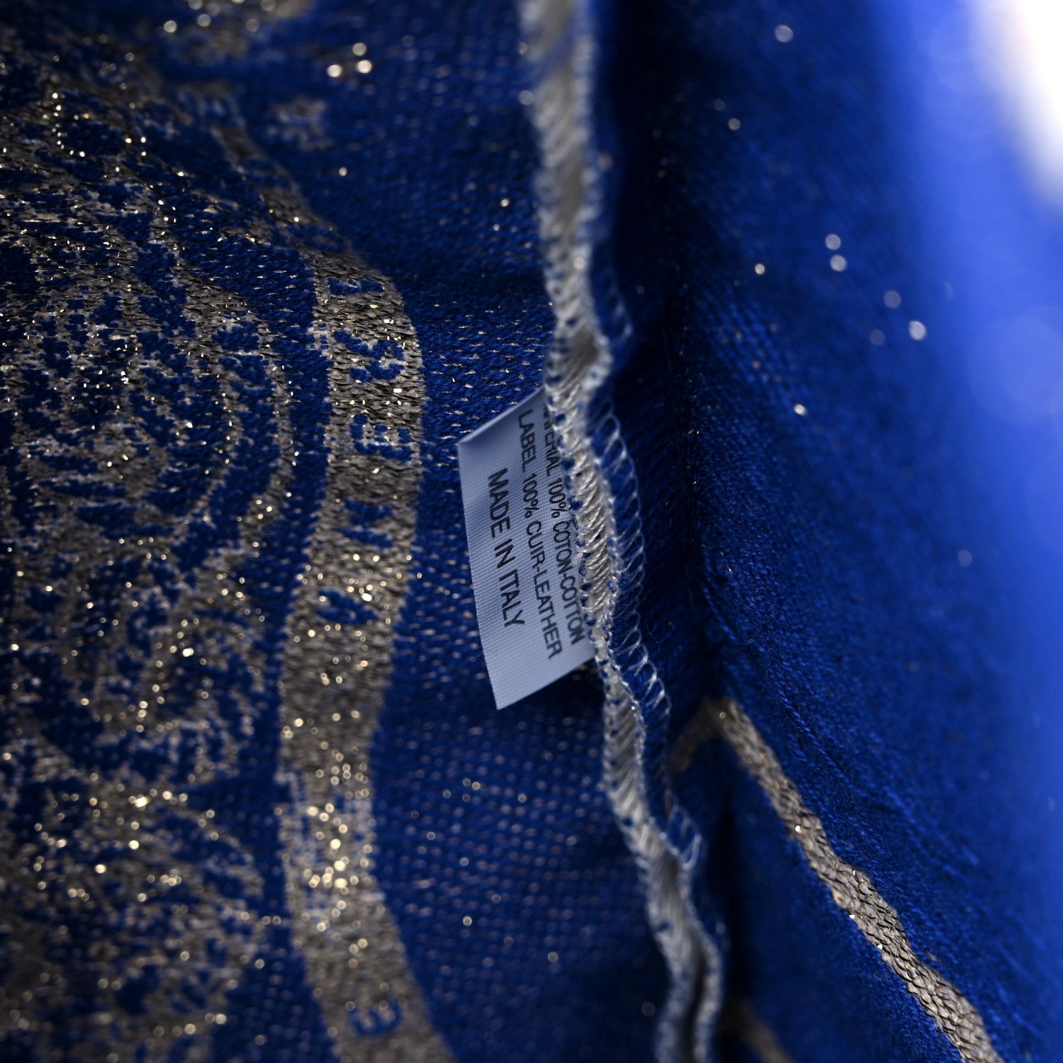 Christian Dior Canvas Print Tote Ivory Blue 7 of 9