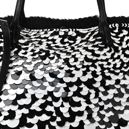 Valentino Garavani Sequin Ricamo Macro Paillettes Tote Black White 9 of 9
