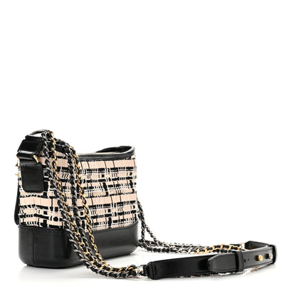 Chanel Tweed Calfskin Quilted Small Gabrielle Hobo Black Multicolor 2 of 10