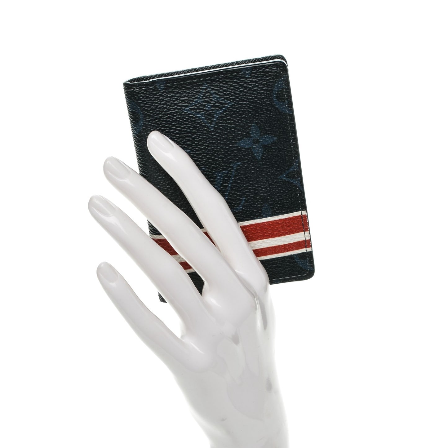 Monogram Cobalt Pocket Organizer NM Red Stripes