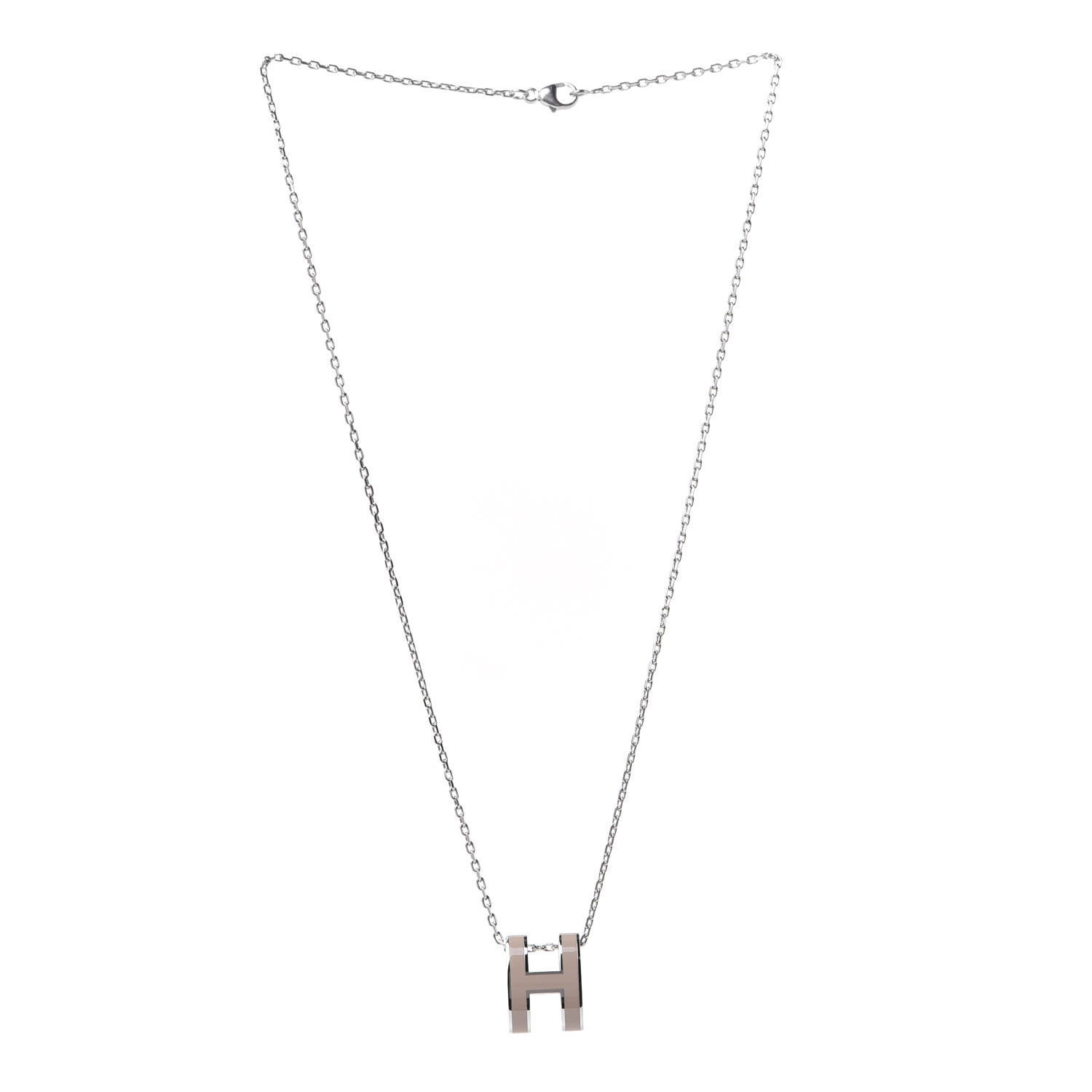 Hermes Lacquered Palladium Pop H Pendant Necklace Marron Glace 3 of 6