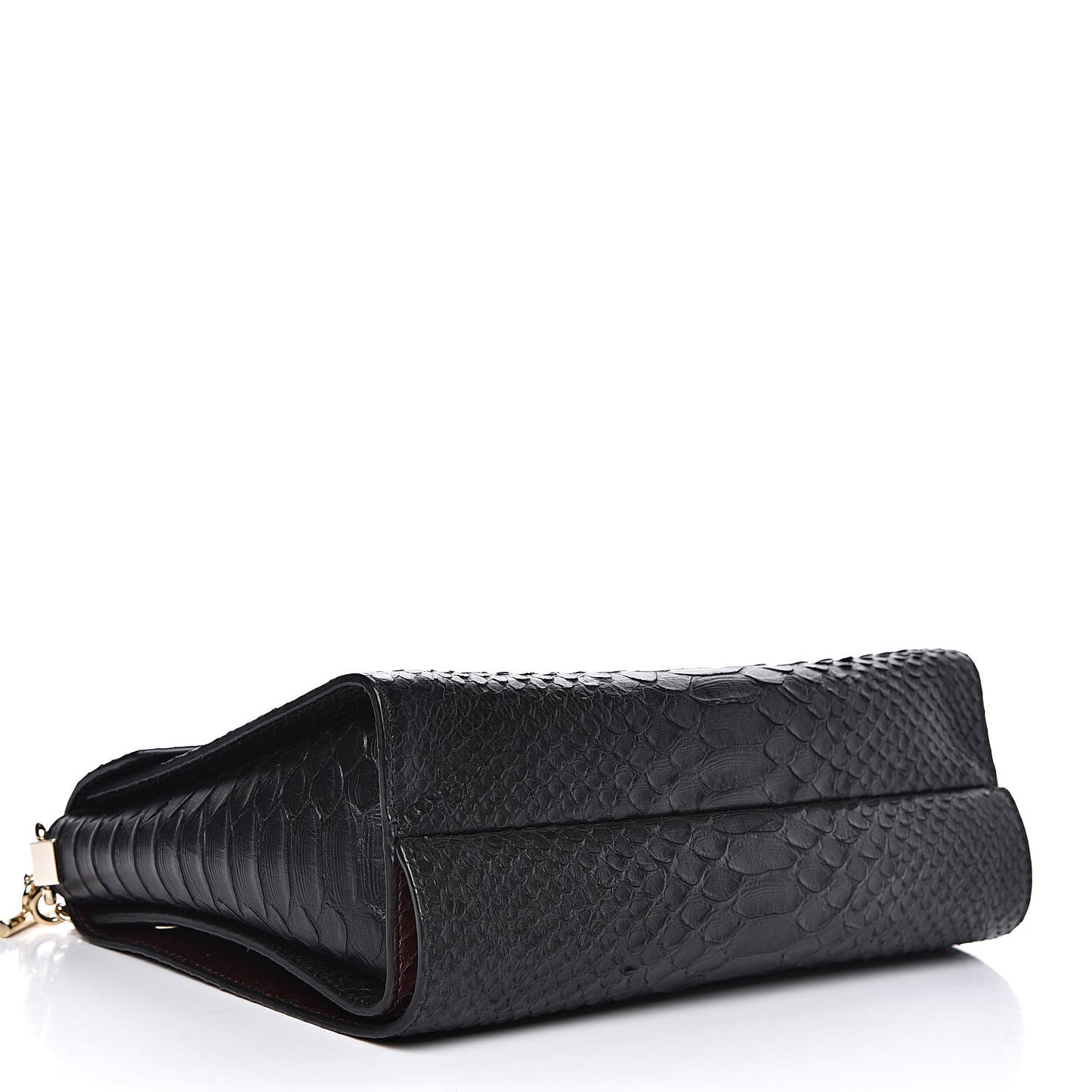 Silky Python Calfskin Embossed Reversible Delphie Crossbody Oxblood Black