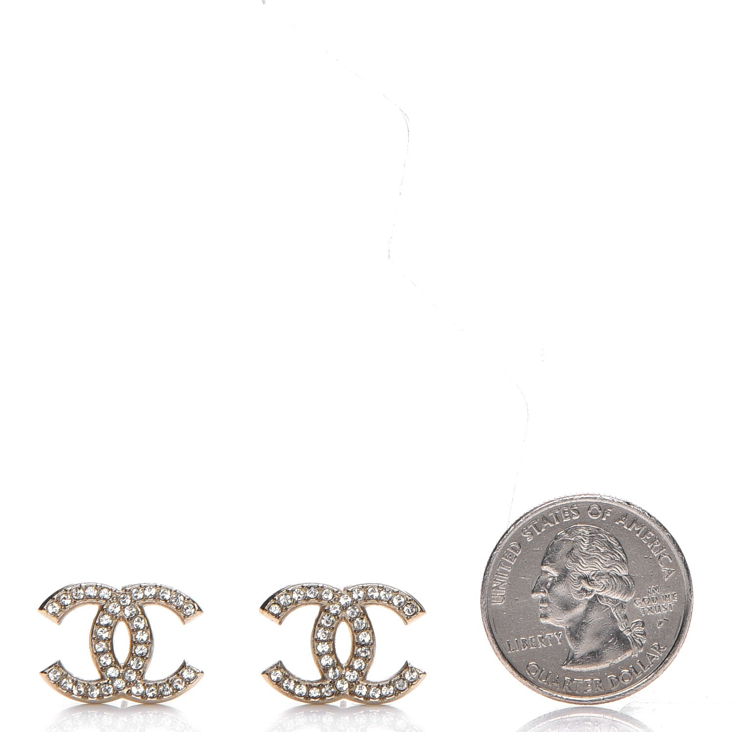 Chanel Crystal CC Earrings Gold 7 of 10