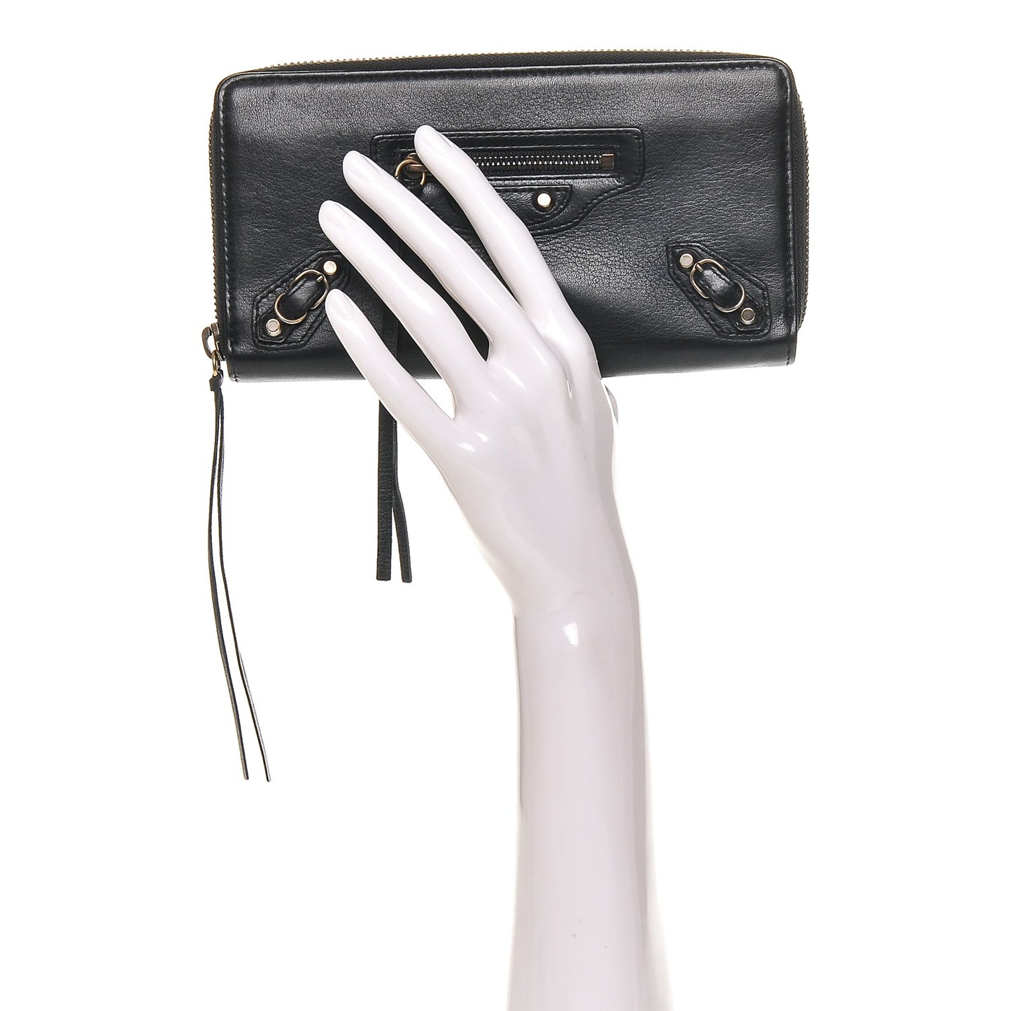 Calfskin Papier Continental Zip Around Wallet Black