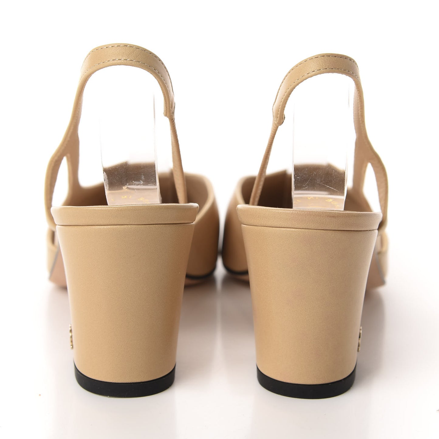 Goatskin Grosgrain Cap Toe CC Slingback Pumps 37.5 Beige Black