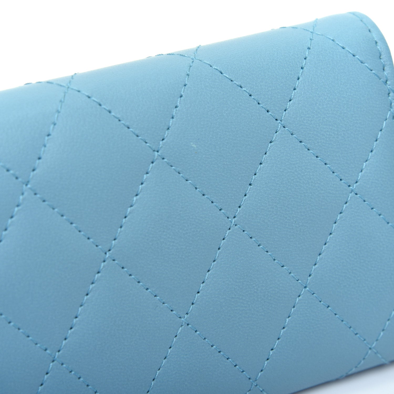 Chanel Lambskin Quilted Flap Card Holder Light Blue 9 of 10
