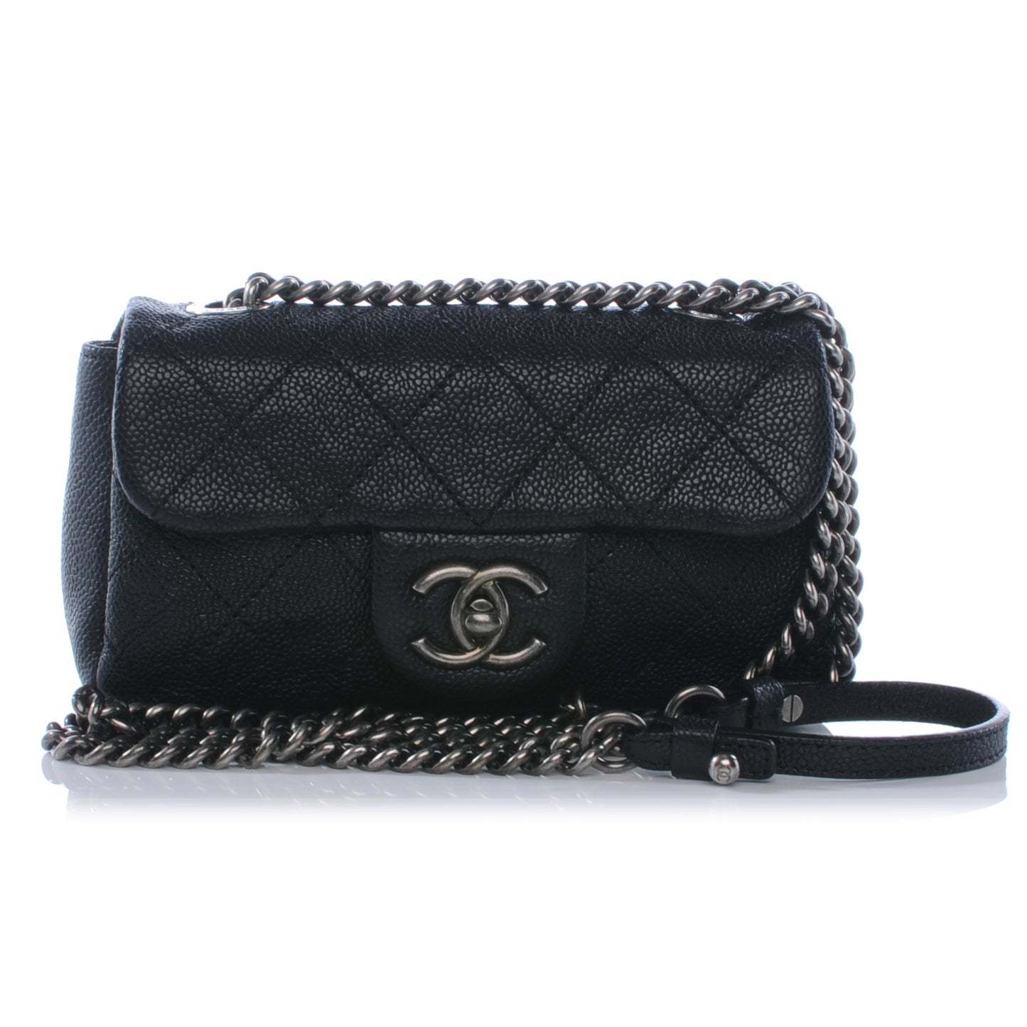 Caviar Quilted Mini Simply CC Flap Black