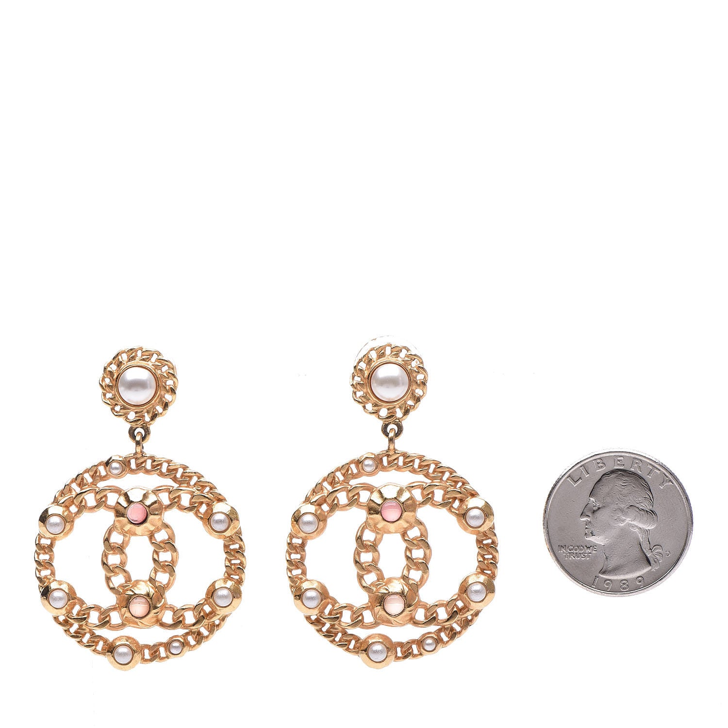 Chanel Pearl Gripoix CC Chain Drop Earrings Gold 2 of 4