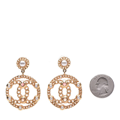 Chanel Pearl Gripoix CC Chain Drop Earrings Gold 2 of 4