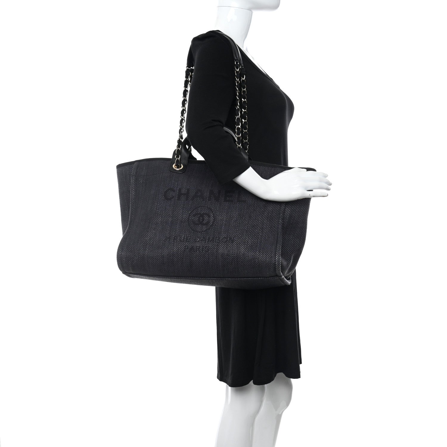 Chanel Canvas Medium Deauville Tote Black 2 of 10