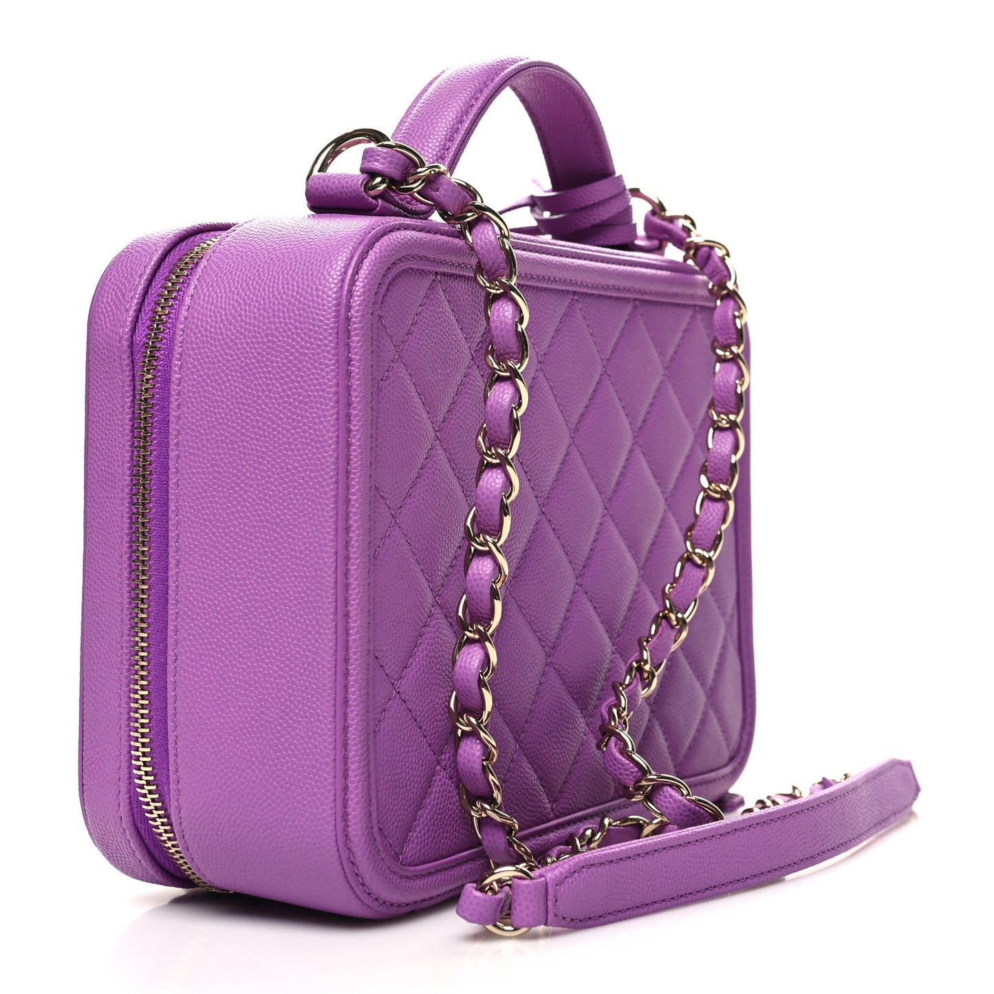 Caviar Quilted Medium CC Filigree Vanity Case Purple
