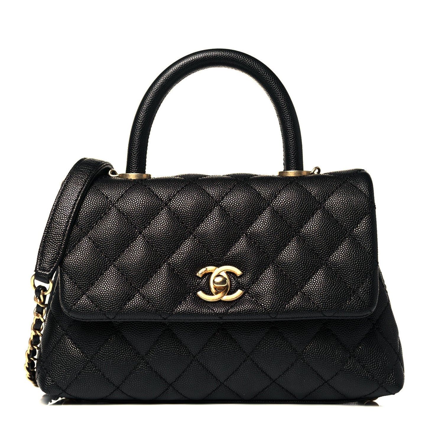 Caviar Quilted Mini Coco Handle Flap Black