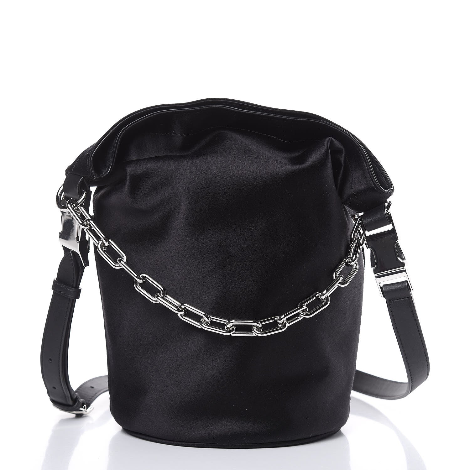 Alexander Wang Satin Attica Chain Bucket Bag Black 3 of 9