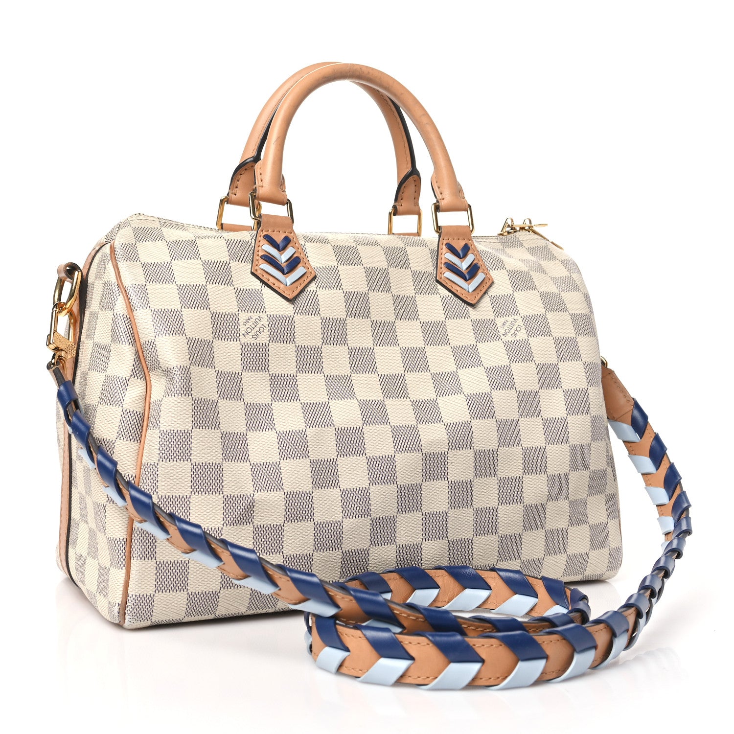 Louis Vuitton Damier Azur Braided Speedy Bandouliere 30 Blue 3 of 12