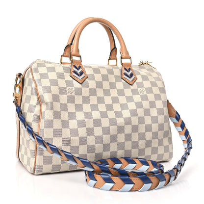 Louis Vuitton Damier Azur Braided Speedy Bandouliere 30 Blue 3 of 12