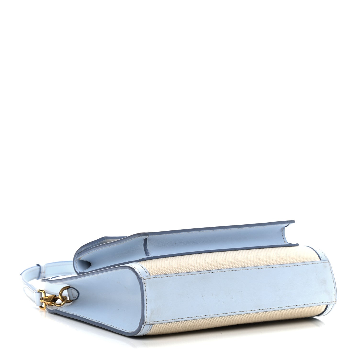 Burberry Canvas Smooth Calfskin Two Tone Mini Pocket Bag Natural Pale Blue 4 of 11