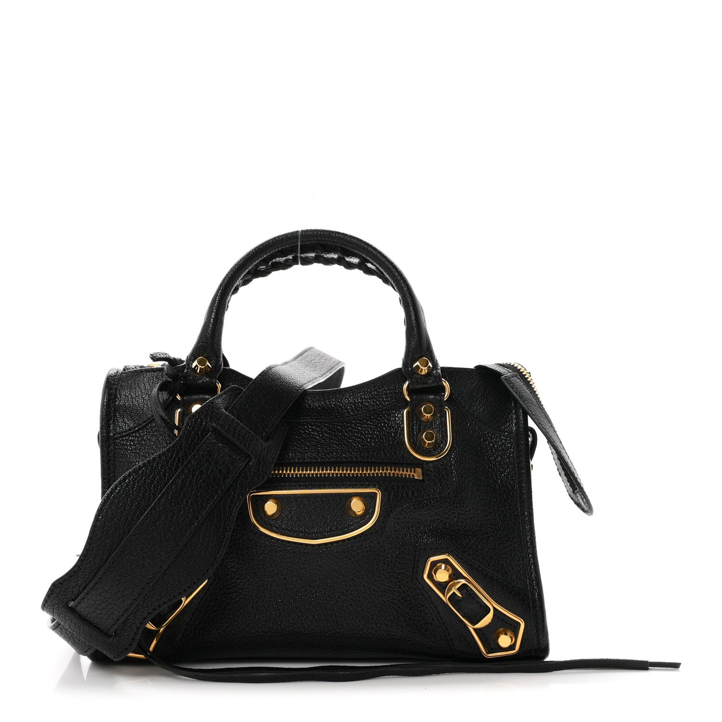 Chevre Gold Metallic Edge Hardware Mini City Black