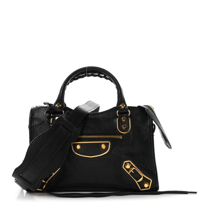 Balenciaga Chevre Gold Metallic Edge Hardware Mini City Black 1 of 11