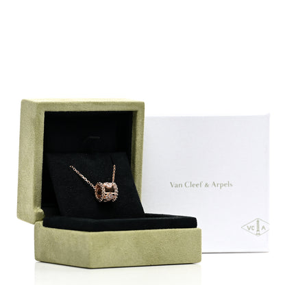 Van Cleef & Arpels 18K Rose Gold Diamond Small Perlee Clovers Pendant Necklace 6 of 6
