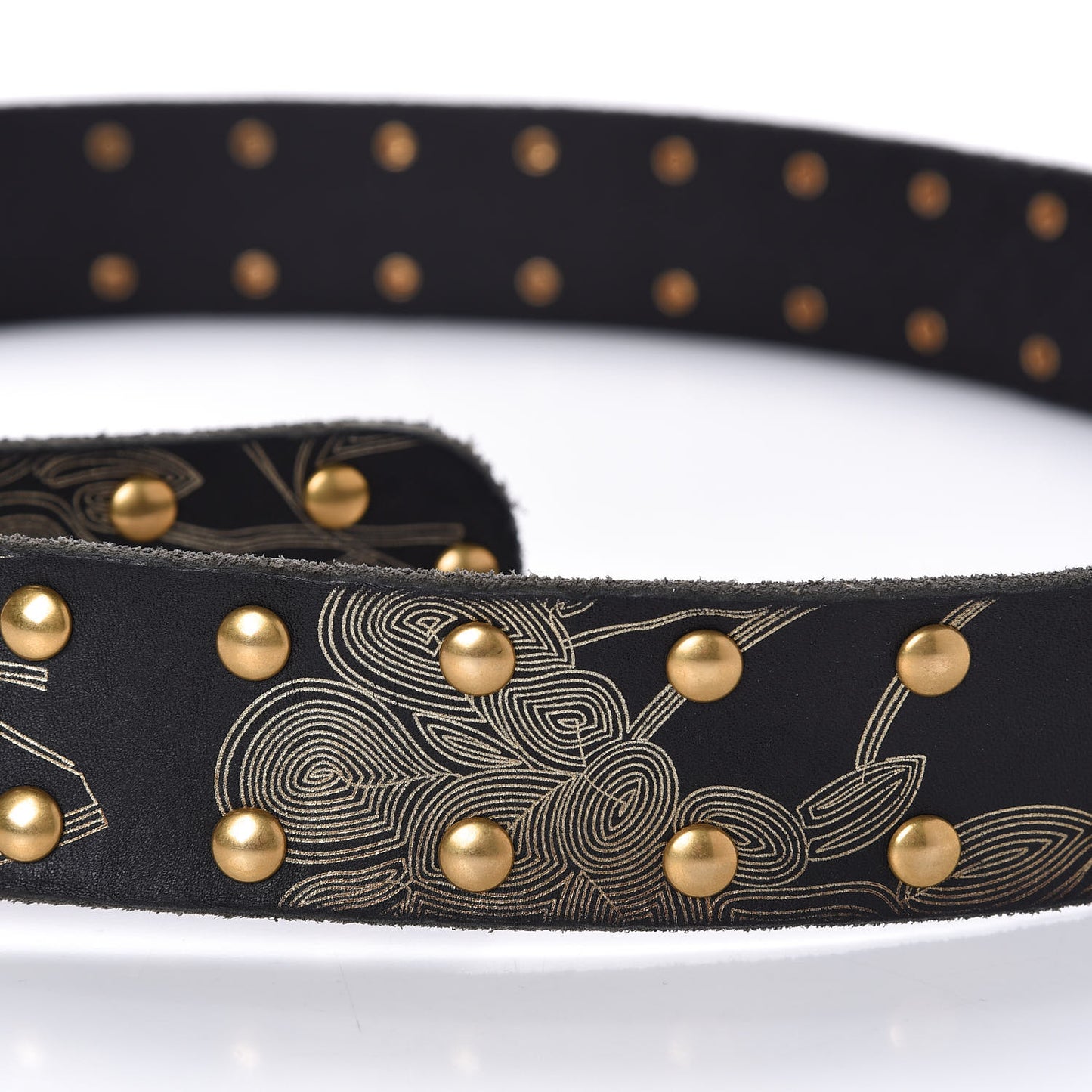 Calfskin Studded Marmont Belt 100 40 Black Gold