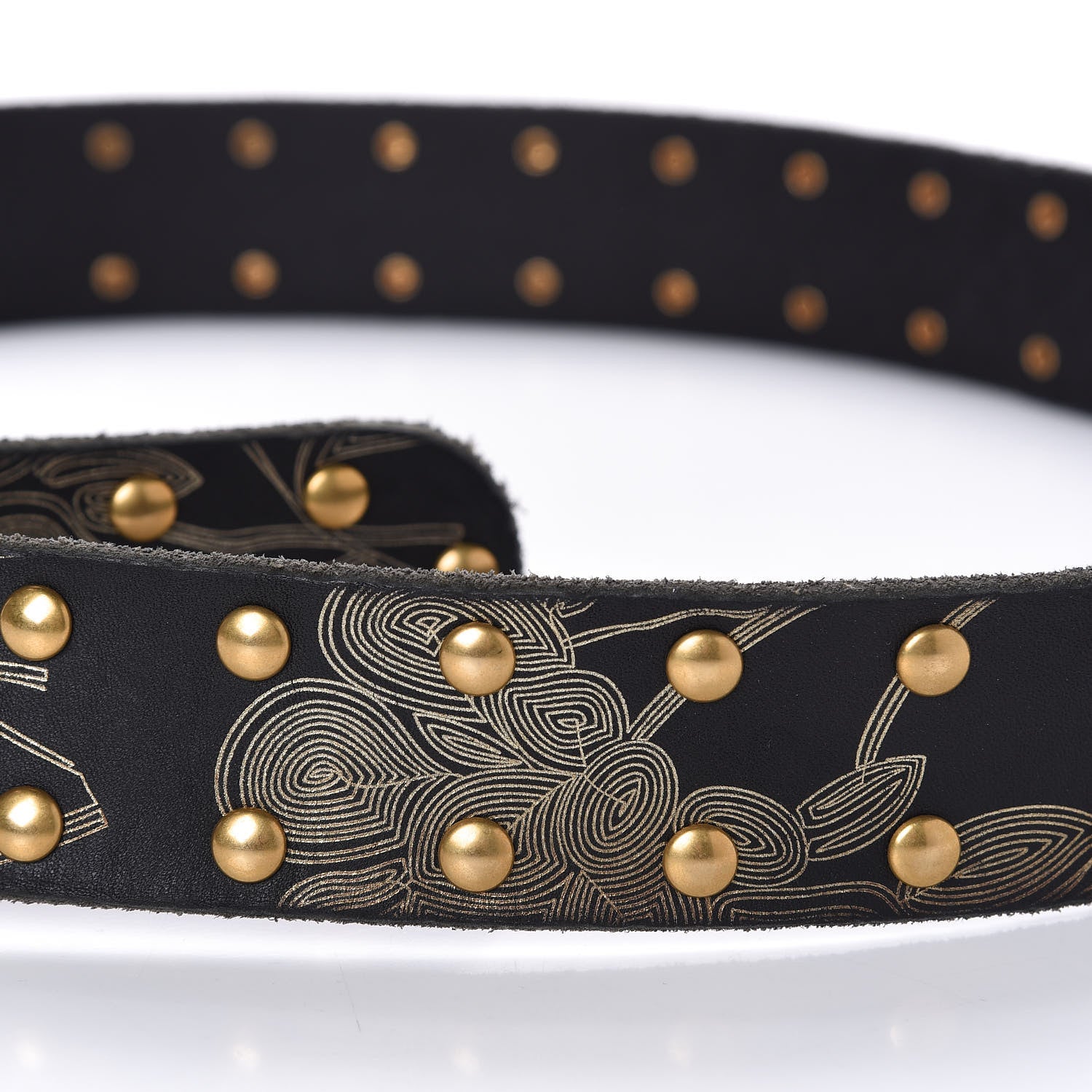 Gucci Calfskin Studded Marmont Belt 100 40 Black Gold 8 of 8